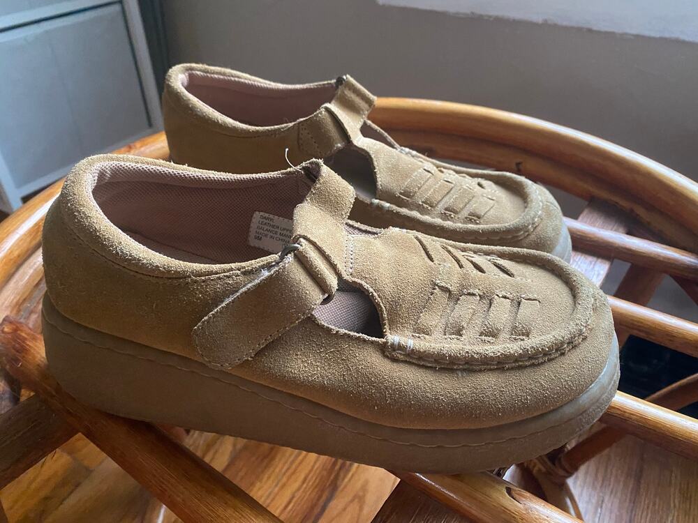 Daryl y2k Mudd suede slip on platform mary jane sz 9 tan